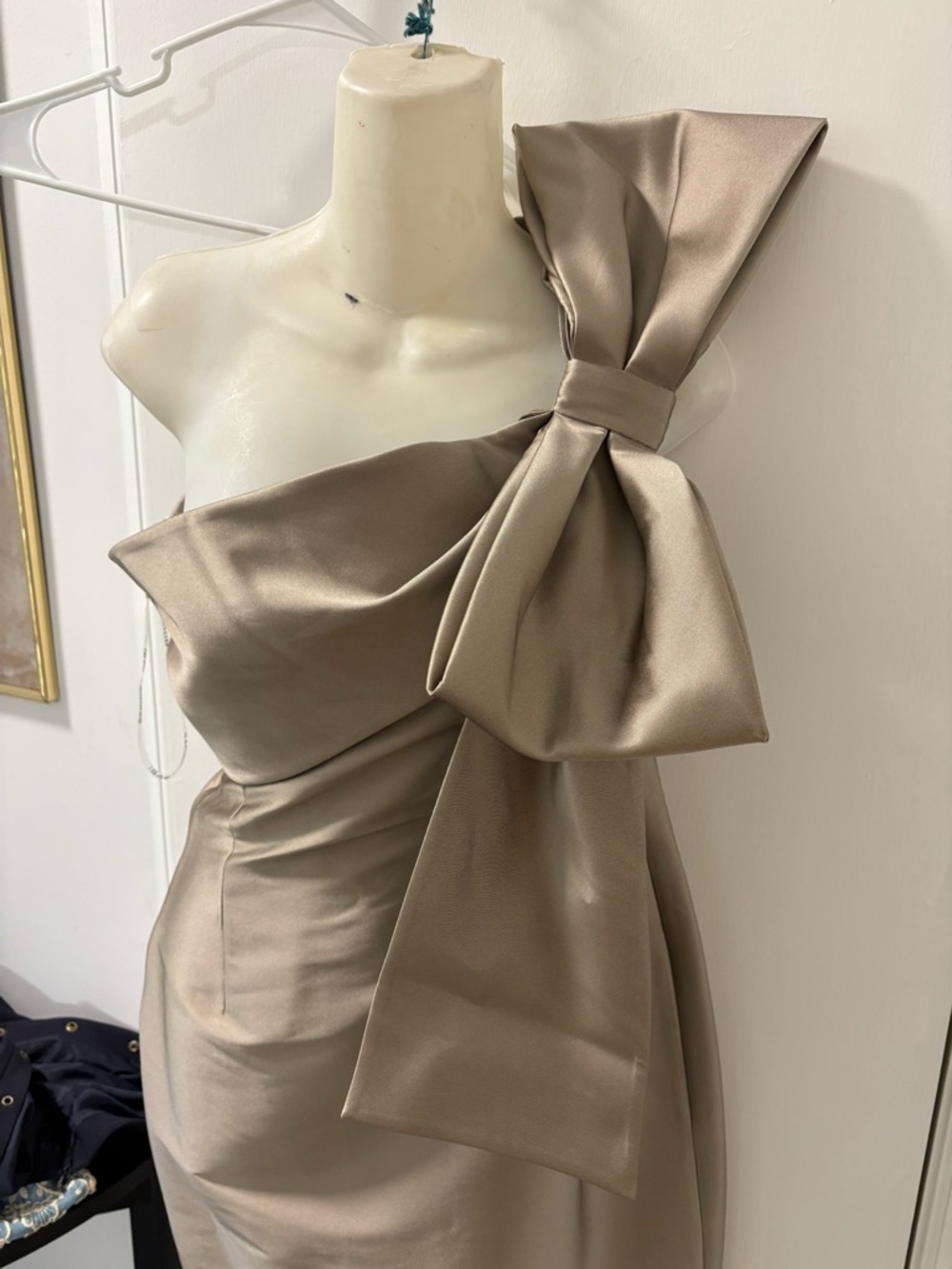 Sachin + Babi One-Shoulder Maxi Dress in Taupe with Bow Detail - Picture 14 of 15